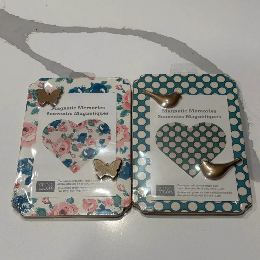 Floral & Polka Dot Magnetic Boards w/ butterfly & bird magnets… NWT